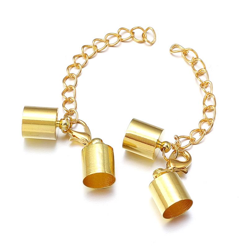 

10Sets Leather Cord End Caps With Lobster Clasp Extending Chain For Jewelry Making DIY Bracelet Necklace Connectors Accessories 3mm золотой