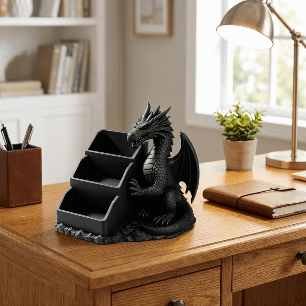 Realistic Dragon Storage Tray 3D Printed Pen Holder Gothic Dragon Storage Box Desktop