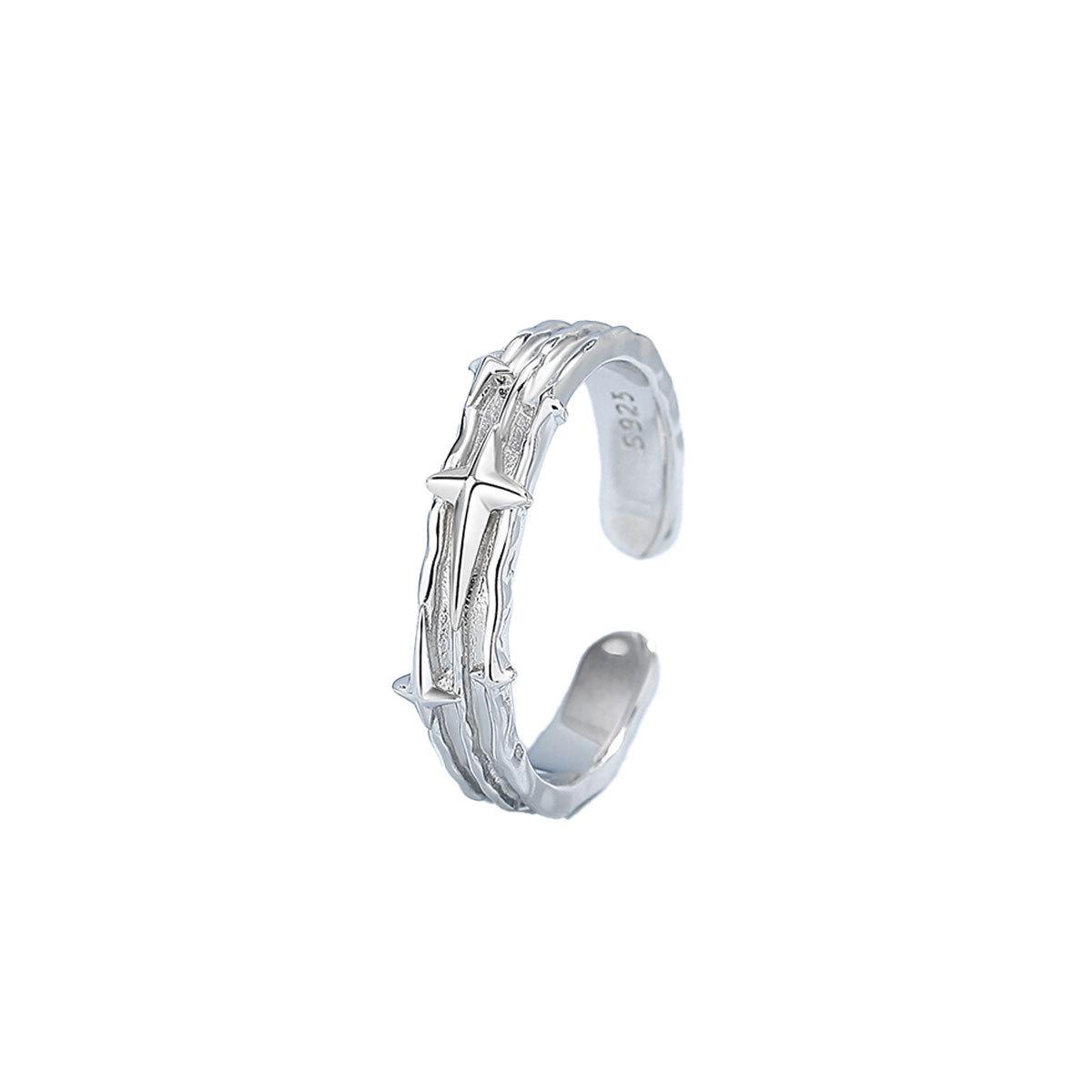 Tichia Polaris Starburst Adjustable Couple Rings, S925 Sterling Silver, Light Luxury Men s and Women s Open Design. Adjustable Open Size