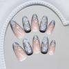 Three-dimensional fog blue cat's eye silver leaves flower ins wind removable manicure 30 pieces press on nails