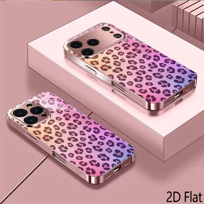 PurpLeo 2DFlat For iPhone17 18 16 15 14 13 12 11 Pro Max XS XR 8 7Plus Phone Cover Shockproof Protective Back Cover