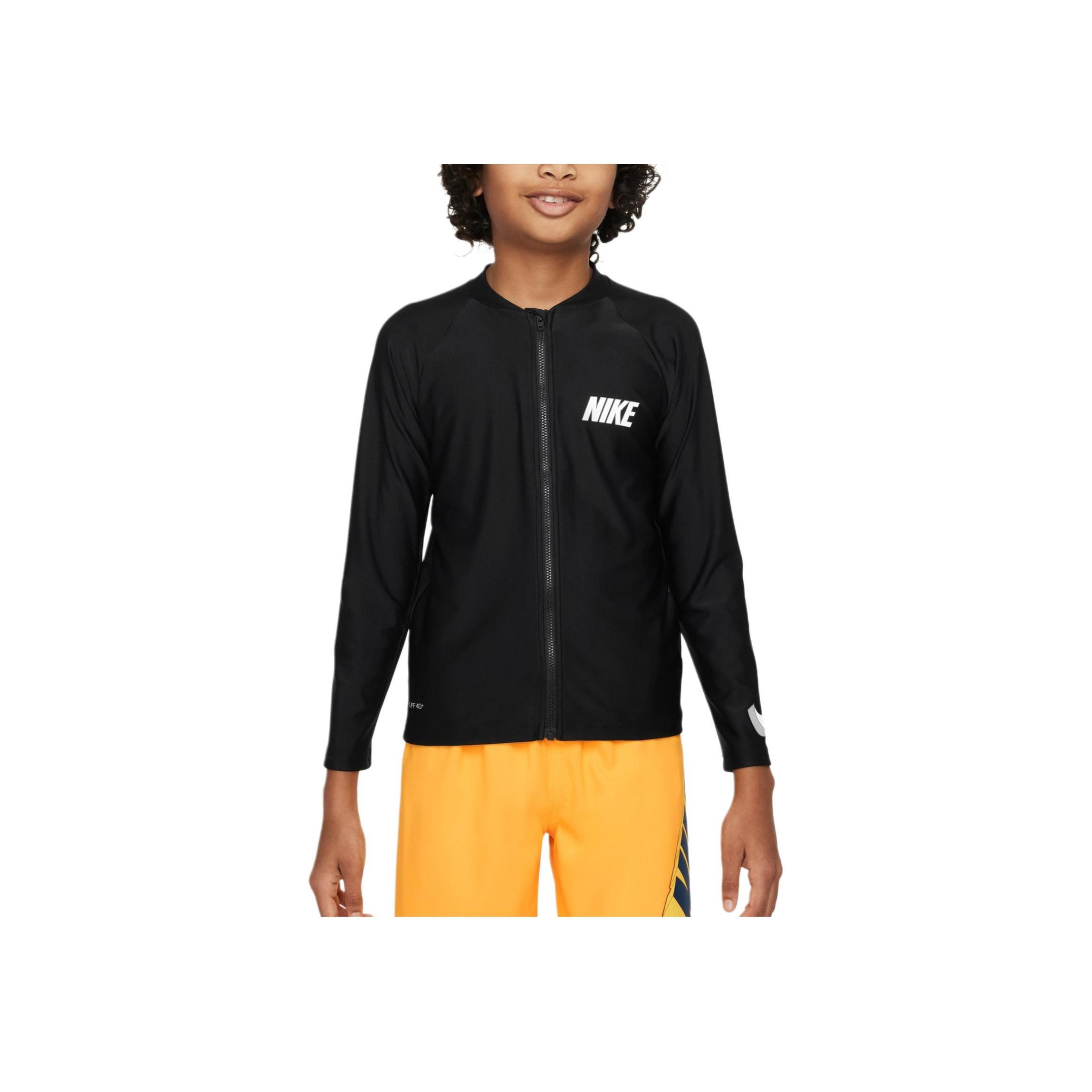 

Nike Kids Swimwear Letter Print Comfortable Long Sleeve Sun Protection Kids swimwear Black White FZ6552-010 XS
