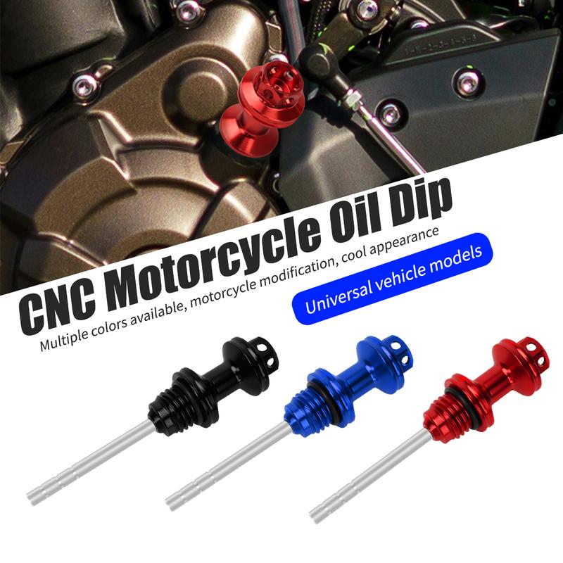 1pc Motorcycle Scooter Engine Red Blue Black Gold Silver Aluminum Oil Dipstick Filler Cap Plug Engine Crankcase Oil Level Gauge
