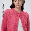 LANCY Women's Wool Blend Lace Trim Knit Cardigan