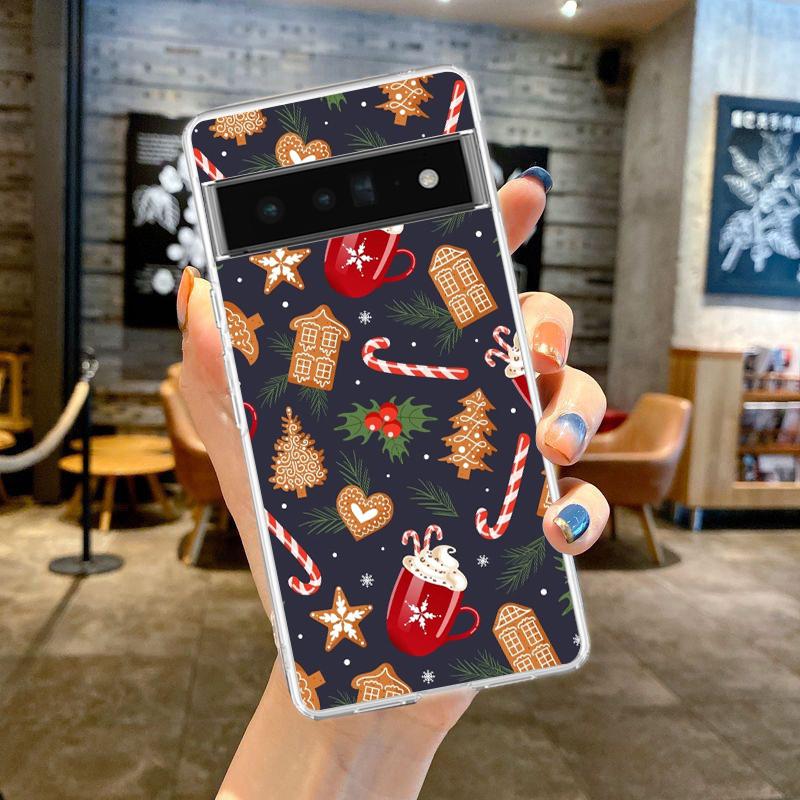 

Чехол для телефона Google Pixel 9 8 7 Pro 8A 7A 6A 6 Pro XL 5 4 5A 4A 3A 5G Мягкий ТПУ Прозрачный Чехол Мультяшный Рождественский Pixel 4A