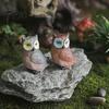 Small Animal Statues Mini Simulation Owl Resin Figurine, Lifelike Feather Texture Statue, Weather-Resistant Micro Fairy Garden Accessories Landscape