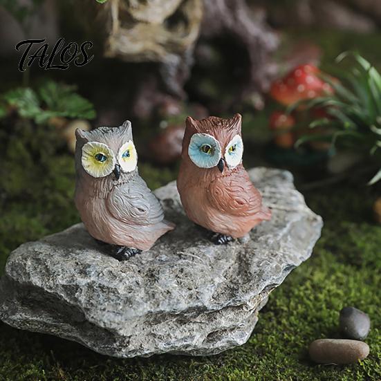 Small Animal Statues Mini Simulation Owl Resin Figurine, Lifelike Feather Texture Statue, Weather-Resistant Micro Fairy Garden Accessories Landscape