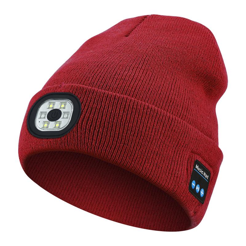 Luminous LED Headlamp Music Hat with Wireless Bluetooth Earphones for Night Running & Fishing