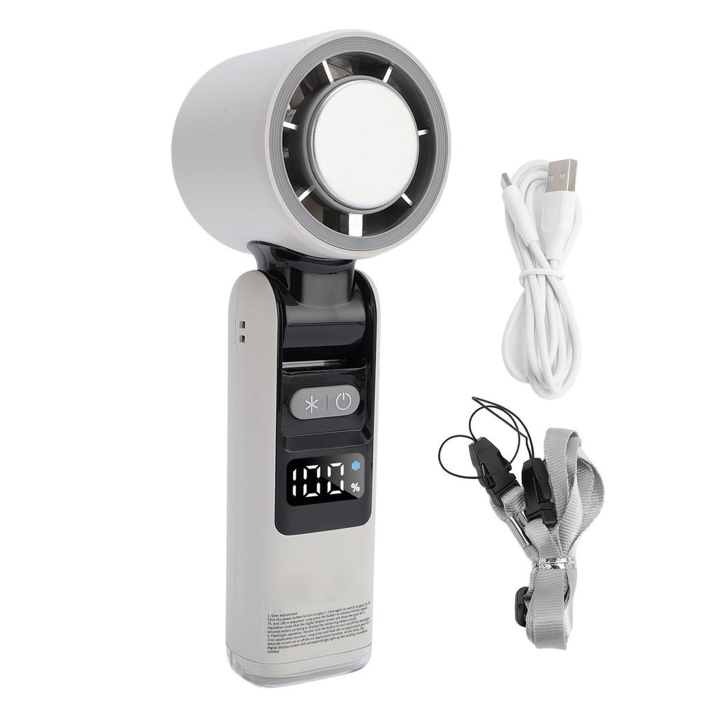 Handheld Fan Digital Display High Speed Turbine Ice Cooling Fan Foldable Fan with Light for Travel O