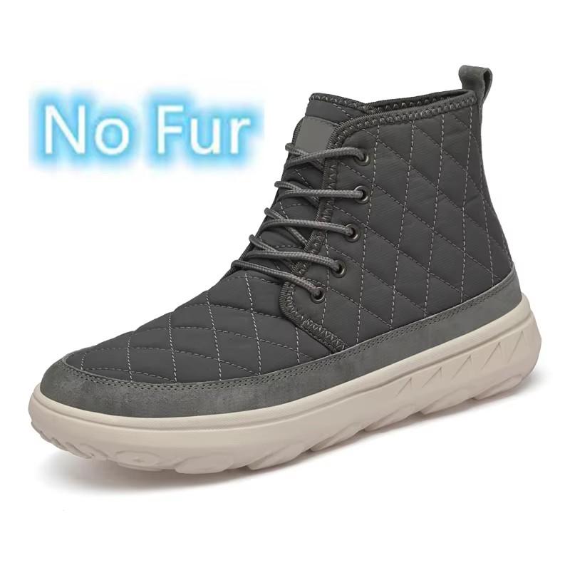Fashion Handmade Men's Desert Winter Boots Outdoor Non-slip Walking Boots Warm Plush Fur Ankle Boots Lace-Up Canvas Treking Footwear