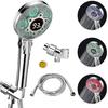 LED Shower Head with Handheld, Color Changing, Shower Head High Pressure with Water Temperature Display, Water Saving Spray Showerheads with 59" Hose