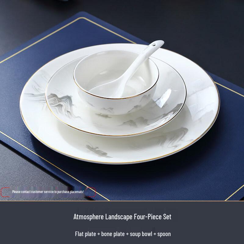 Luxury Gold Rim Bone China Three-Piece Dining Set