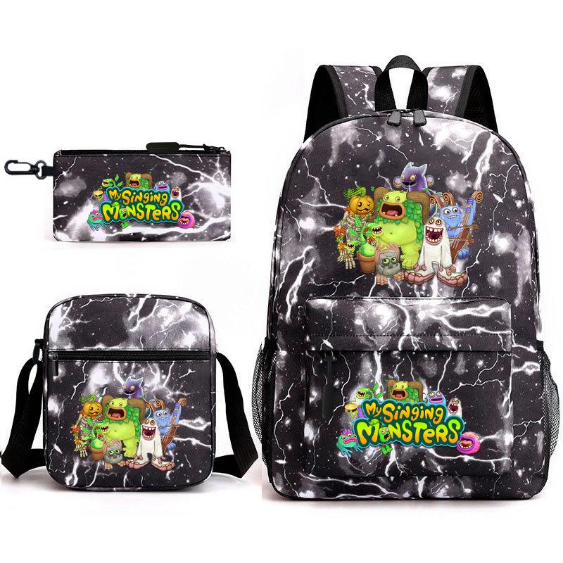 2024 New Monster Concert Starry Sky Backpack My Singing Monsters Elementary School Bag Three-piece Set