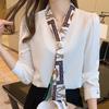 Chemise en mousseline de soie pour femme, style occidental, printemps-automne, motif ruban, niche, chemise en satin, tempérament, tendance, manches longues, chemisiers et chemises
