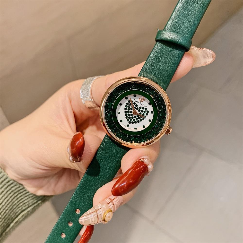 Neue Ins Damenuhr Mode Treibsand Damen Quarz Uhr Herzförmiger Diamant Wasserdichtes Armband Damenuhr