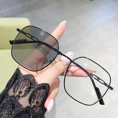 New Trend Color Changing Near Sight Eyeglasses Blue Light Blocking Myopia Glasses Metal Frame Retro Finished Glasses For Women
