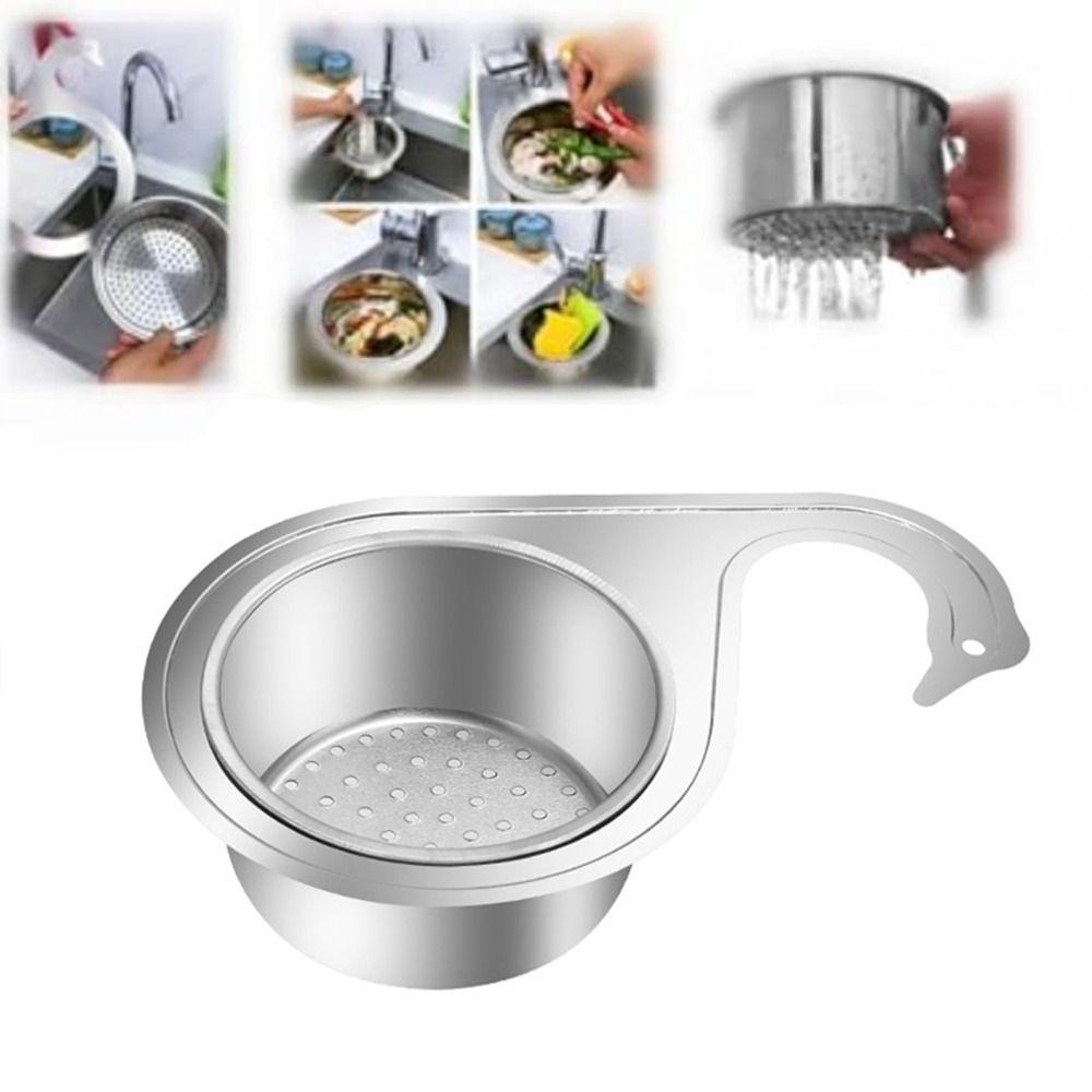 Stainless Steel Sink Drain Basket Kitchen Basin Organizer Filter Storage Shelf