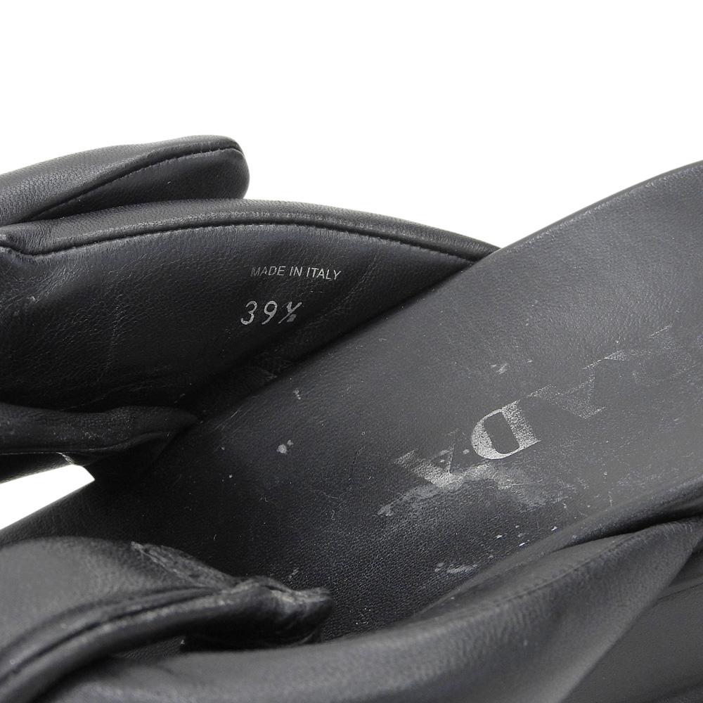 PRADA 1X123N Monolith Padded Nappa Leather Sandals, Women's, Black, Size 39 1/2 shoes 39 1/2 blackUsed