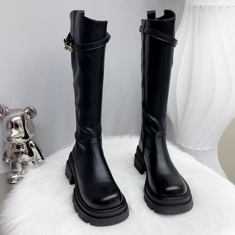 Leather platform boots women's autumn and winter high knight boots but knee boots women