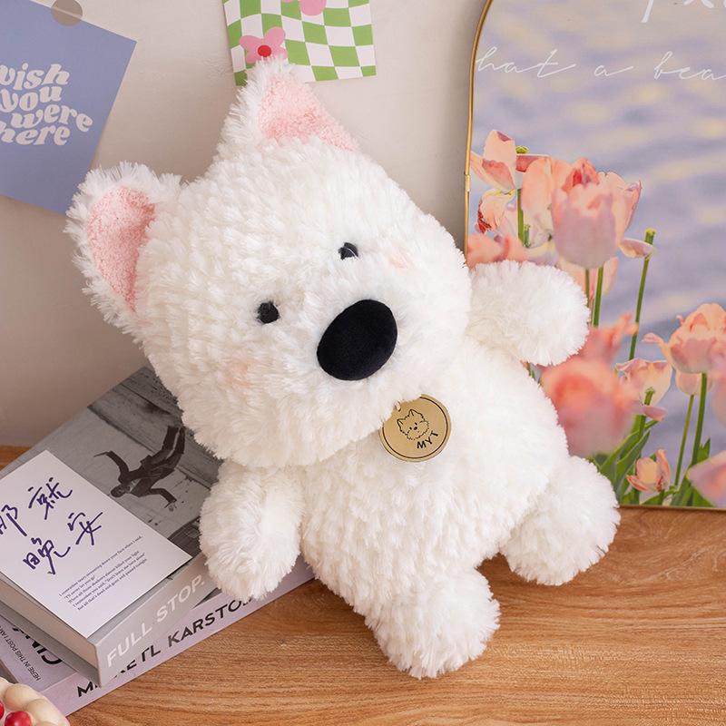 Cute Japanese West Highland Standing Puppy Plush Doll Bag Pendant Toy Keychain Sleeping Doll Doll