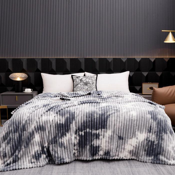 2025 Style Tie-Dye Imitation Rabbit Fur Plush Blanket