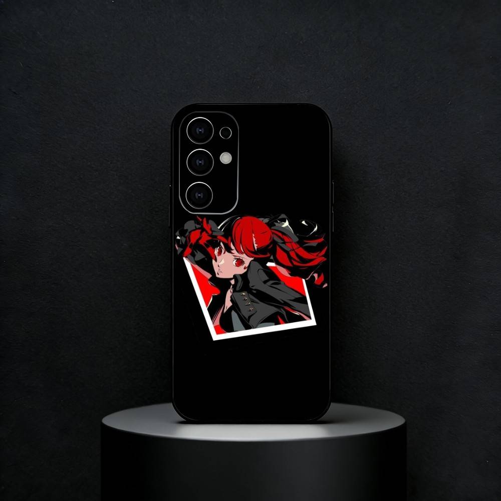 Fashion P-Persona 5 Phone Case For Samsung S25,24,23,22,30,21,10,9,Ultra,Plus,FE 5G Black Soft Case