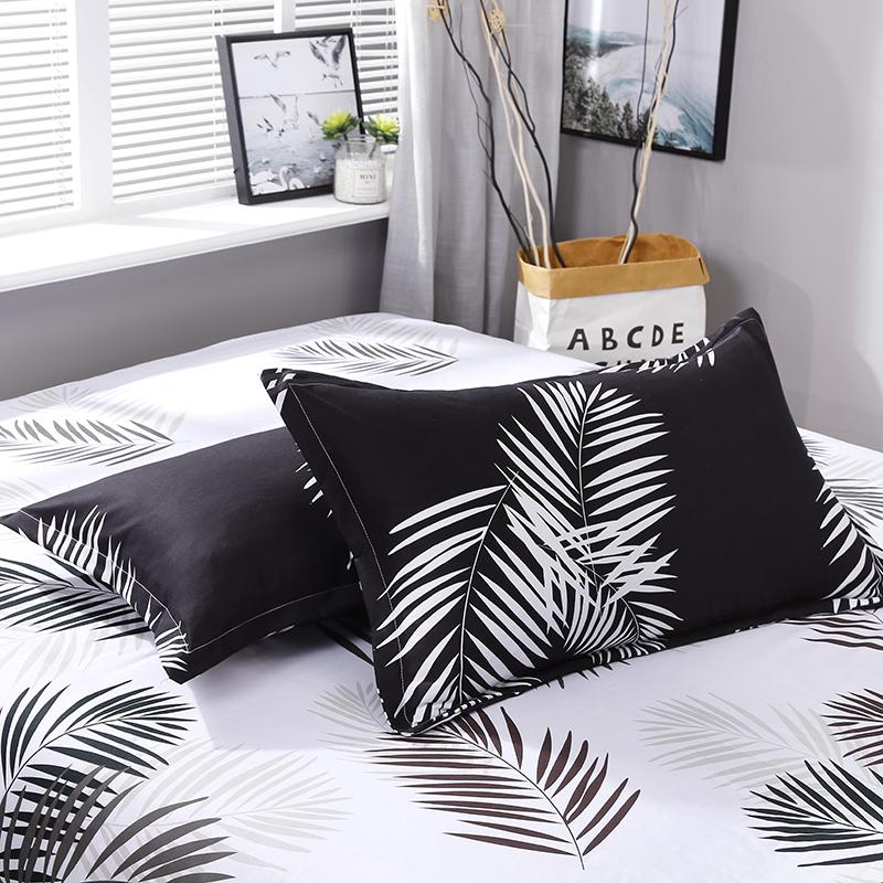 Palm Leaf Comforter Cover Black and White Bedding Set for Kids Teens Adult Women, Leaves Duvet Covers Reversible Quilt Cover Set