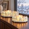 Scented Candle Display Stand 2 Pcs Christmas Village House Tray, Tabletop Decorative Metal Tray with Desktop Set Tree Design, Organizer for