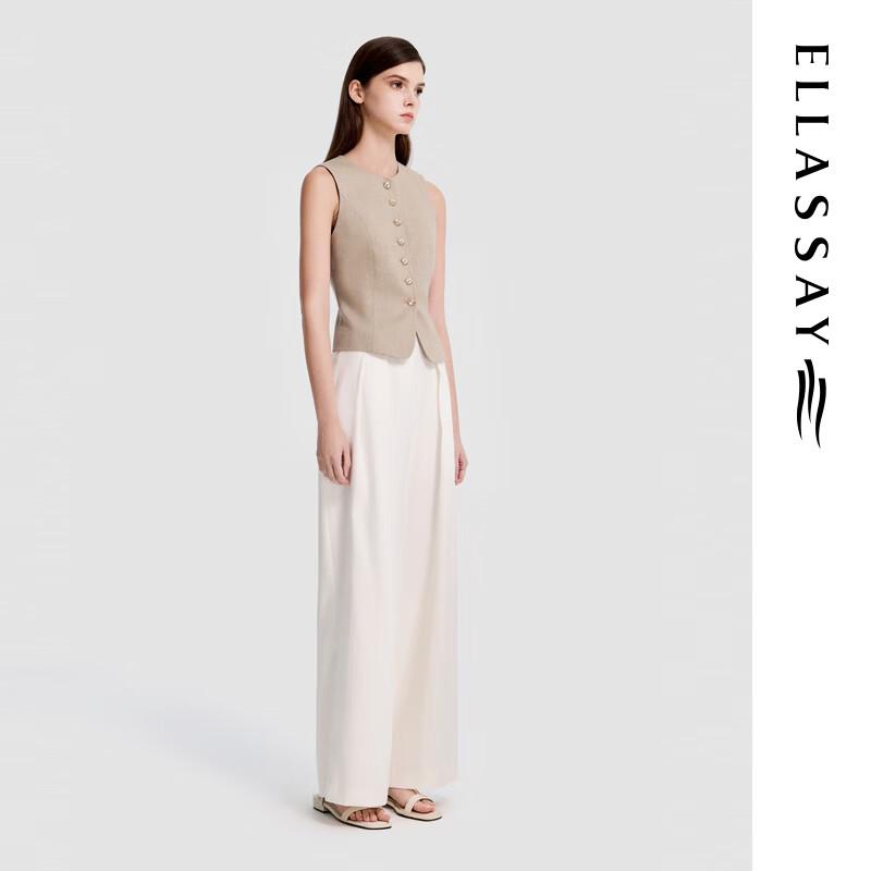 ELLASSAY Women's Linen Blend V-Neck Vest