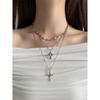 European and American Style Ins-Inspired Multi-Layered Chain Heart Cross Pendant Necklace for Women, Niche Y2K Trendy Clavicle Chain