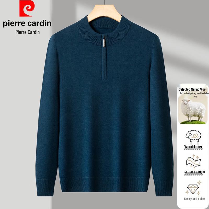 Pierre Cardin Men's Solid Half-Zip Wool Blend Sweater
