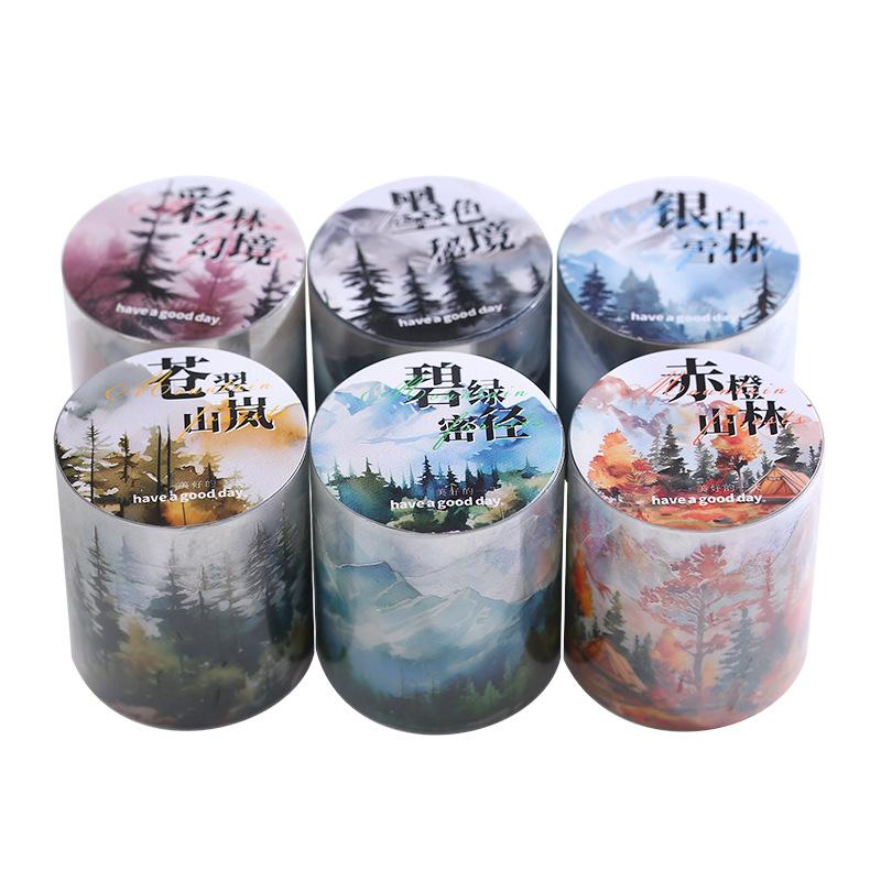 1 Roll Forest Trail PET Sticker Tape Mountain Scenery Series for Junk Journal Scrapbook Decoden Craft Supplies High Aesthetic