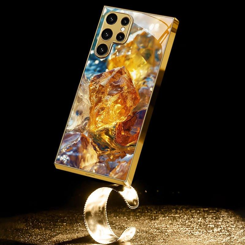 Glänzender Edelstein Atmosphäre Einfachheit Galvanik Glas Handyhülle für Samsung Galaxy S26 S25 S24 S23 S22 S21 FE Ultra Plus