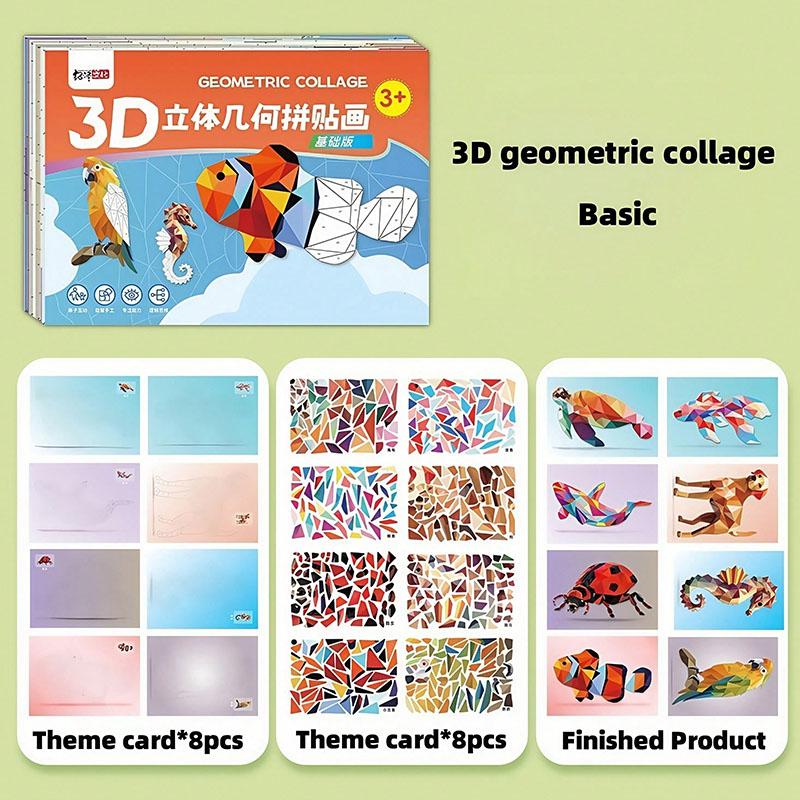 

3D Animal Jigsaw Puzzle Stickers DIY Handmade Creative Collage Art Collection Featuring Self-Adhesive Paper Back To School Gifts instructive