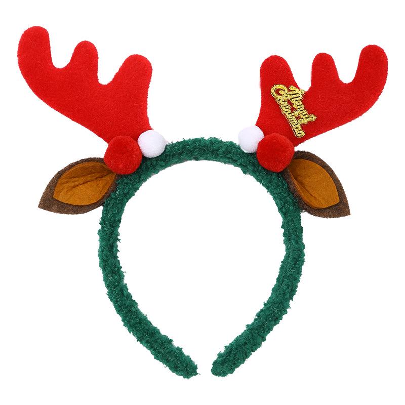 5-Piece 3D Christmas Antler Headband & Hair Clip Set - Cute Red Girly Hairpins & Headwear