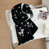 Ladies' Scarves Korean Cartoon Deer Floral Kawaii Sweet Versatile Cute Scarfs Thicked Warm High-Quality Cashmere Knitted Scarfs