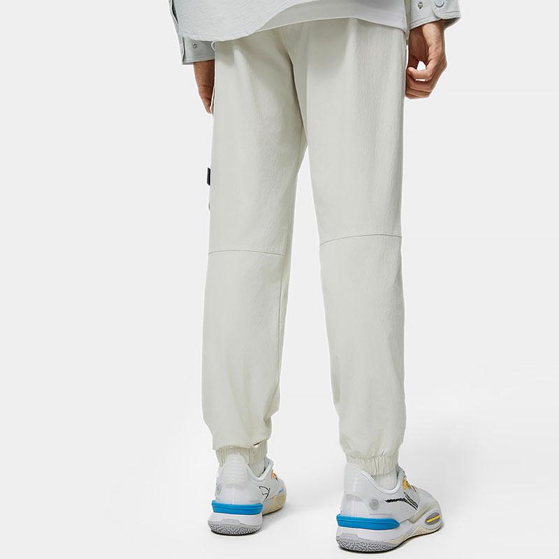 Li Ning Wade Series Solid Color Tapered Multi-Pocket Woven Knitted Sports Pants Men pants Silver-Gray AYKU013-2