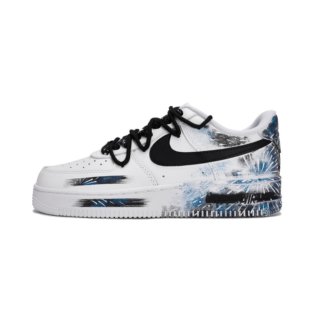 Nike Air Force 1 811 Fabricare, Înflorire Instantanee, Cutie de Pantofi Specială Pantofi de Skateboard Top Jos Unisex Alb Negru Albastru CW2288-111(Team80-S-BOX)