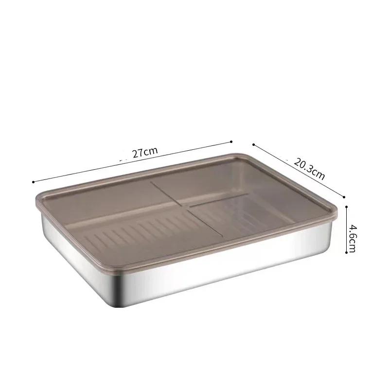 Edelstahl Kühlschrank Fleisch Aufbewahrungsbox Lebensmittel Aufbewahrungsbehälter mit Deckel Kühlschrank Organizer Behälter Küchenaufbewahrung