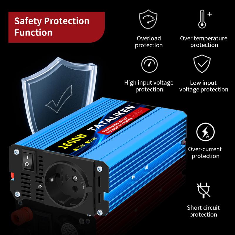 Pure Sine Wave Inverter 1000W-4000W DC 12V and 24V To AC 220V 50hz Power Inverter Charger Adapter Universal Socket