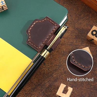 Marcador Magnético Personalizado Portapáginas de Cuero Sintético con Clip para Bolígrafo Marcador con Logo Retro para Diarios Cuadernos Libros