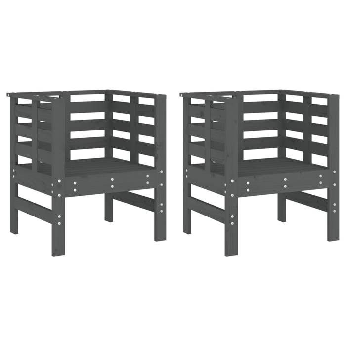 VidaXL Lot de 2 Chaises de Jardin, Sièges avec Accoudoirs, Fauteuils avec Dossier, Meubles de Jardin Patio, Scandinave, Gris 825130