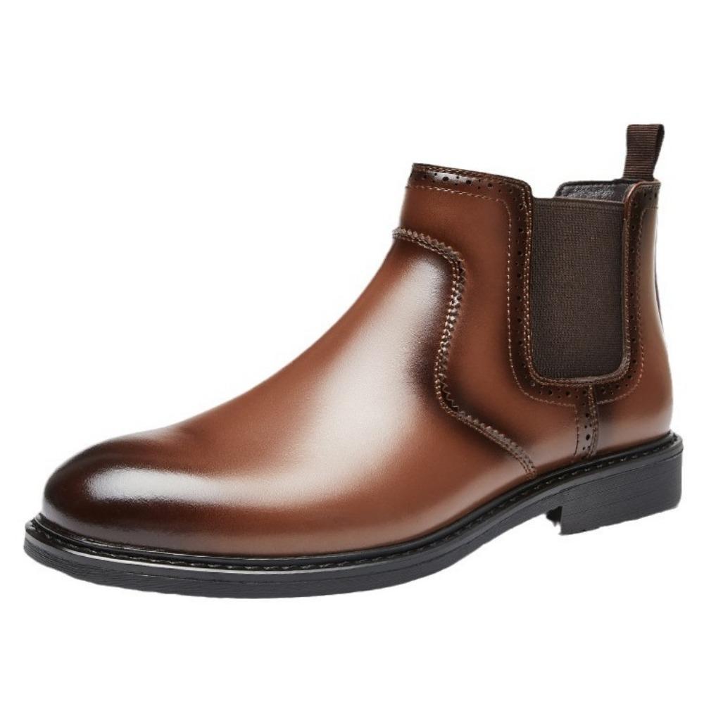 Men Casual Shoes Genuine Leather Chelsea Boots British Style High Top Martin Boots Trendy Autumn Winter