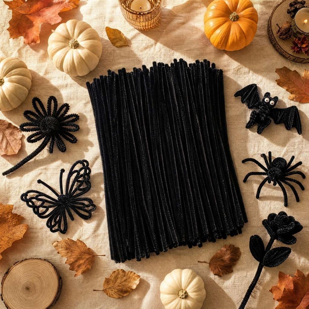 500er-Pack Pfeifenreiniger, mehrfarbige Stiele für Kunst und Handwerk, DIY-Dekorationen für Halloween, Herbst, Weihnachten und Feiertagsbasteln