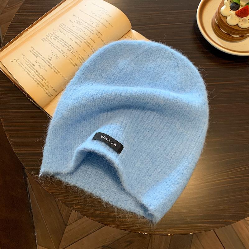 

Labeled Curled Edge Pile Hat for Women in Autumn and Winter Large Head Circumference Retro Knitted Hat Small Face Small Warm Baotou Cold Hat M（56-58cm）