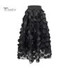 Women Summer Maxi Skirt Retro A-Line Large Hem Skirt Solid Color 3D Dot Decor High Waist Long Skirt
