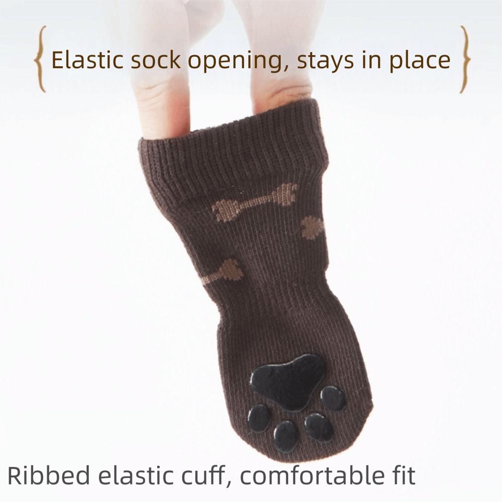 Anti-Slip Cozy Dog Socks Adjustable Band Strong Grip Noiseless Knitted Socks Anti-Scratch Cotton Dog Paw Covers Indoor