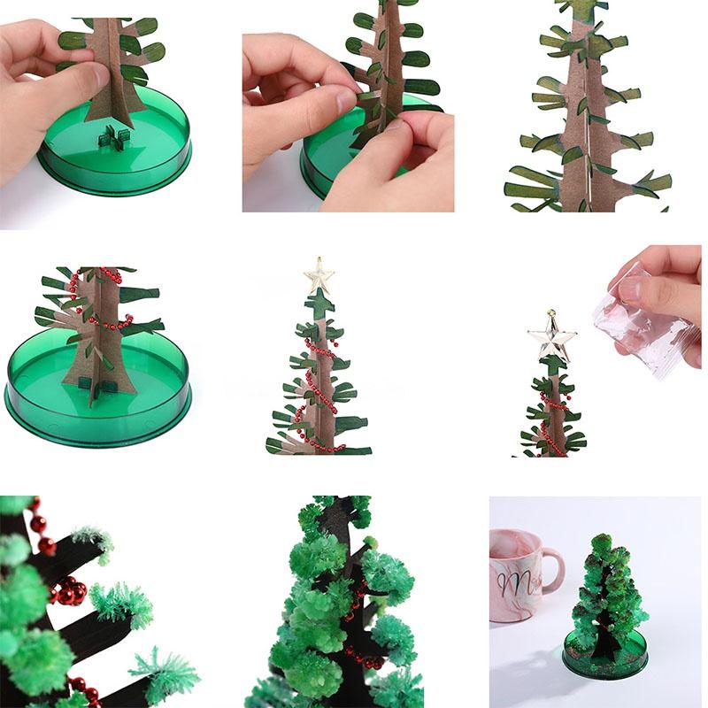 Magic Christmas Tree Magical Growing Tree Crystal Sakura Mini Tree Paper Tree Blossoming Xmas Gift Educational Toys Diy Kid Toy