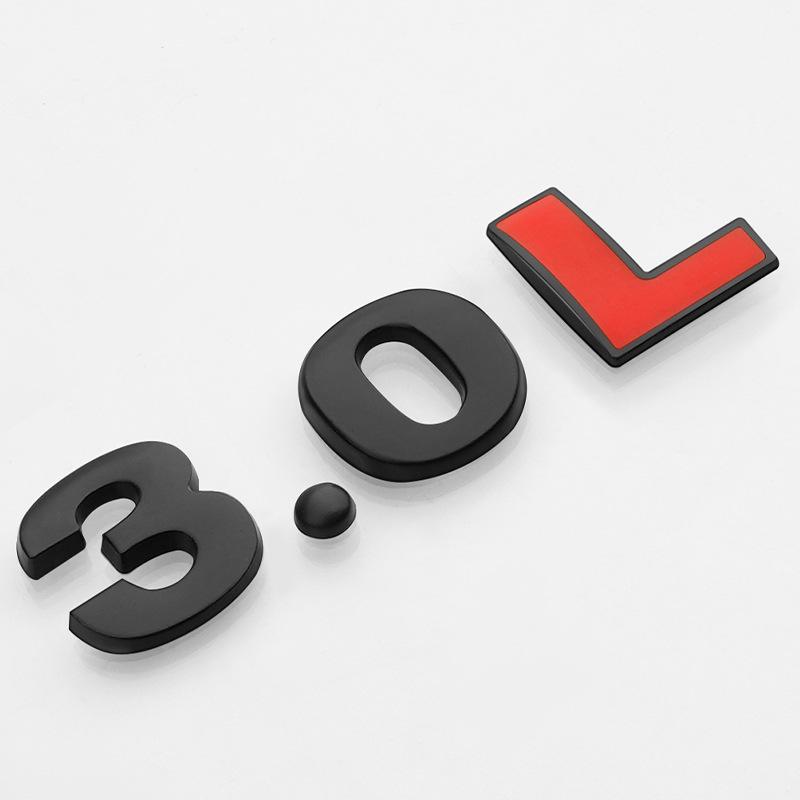 Car Displacement Label 1.4T1.8T2.0T3.0T2.0L2.4L3.0L Metal Modified Displacement Car Sticker Car Tail Label