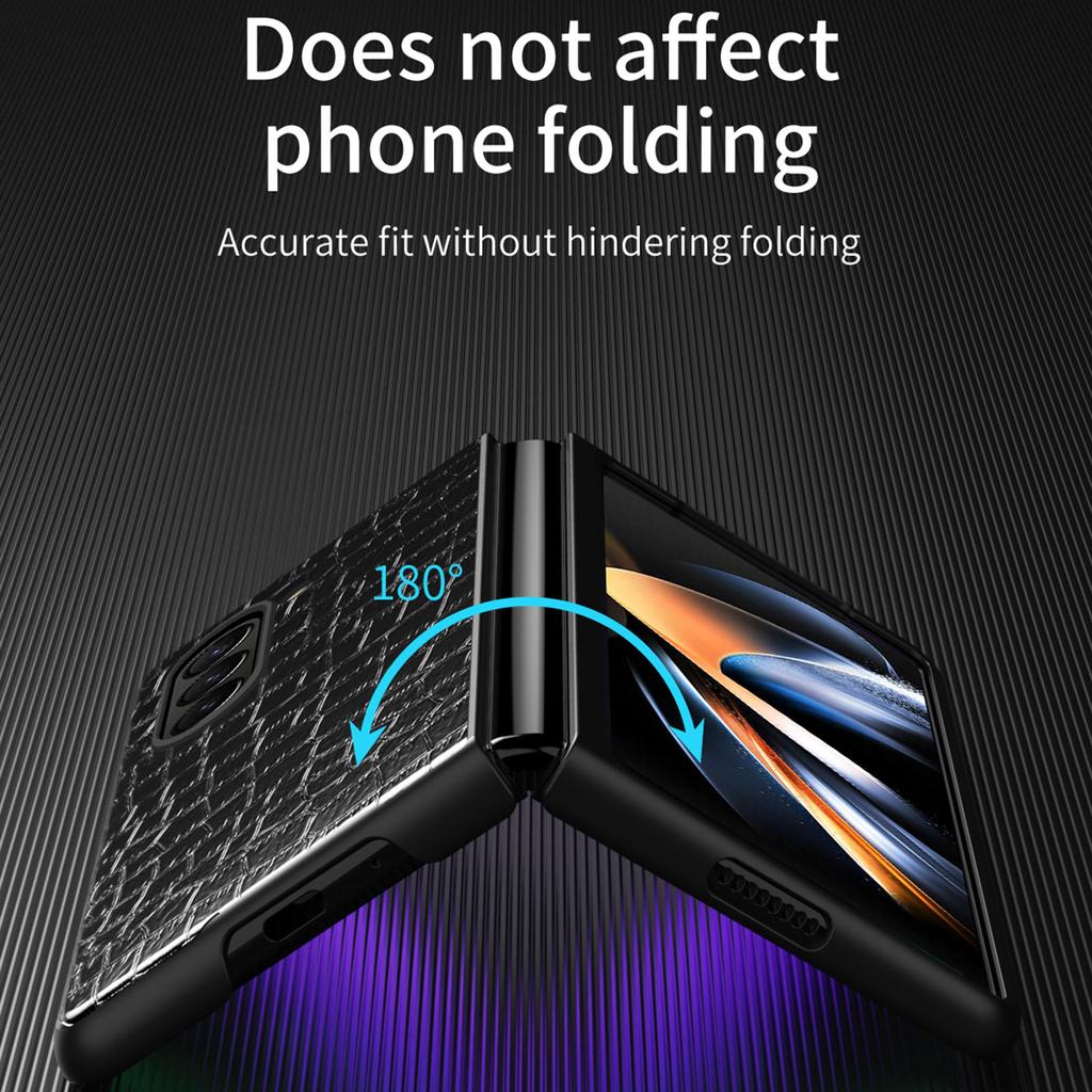 For Samsung Galaxy Z Fold5 5G Crocodile Texture Folding Phone Case PU Leather Coated PC Cover